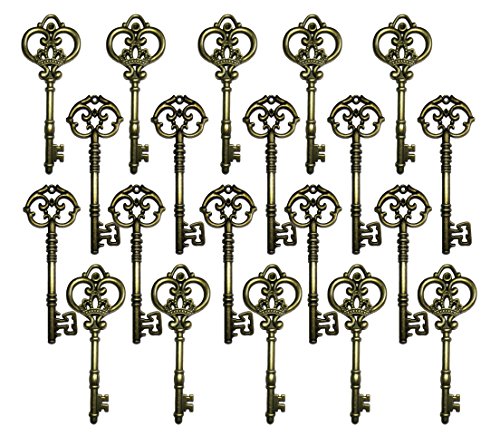 Salome Idea 20PCS Assorted Large Vintage Skeleton Keys (2 Styles) - 3 1/4