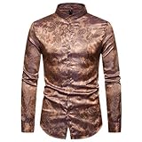 Photo Gallery aoleaky borgogna paisley jacquard abito camicia uomo stand collar wedding club party social shirt, oro, s Photo Gallery aoleaky borgogna paisley jacquard abito camicia uomo stand collar wedding club party social shirt, oro, s