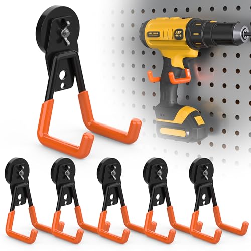 6 Pack Large Magnetic Hooks Heavy Duty Extra Strong Magnetic Garage Hooks Big NdFeB Industrial Magnet Hooks Magnetic Utility Storage Holder Organization with Anti-Slip Coating for Hanging Garden Tool