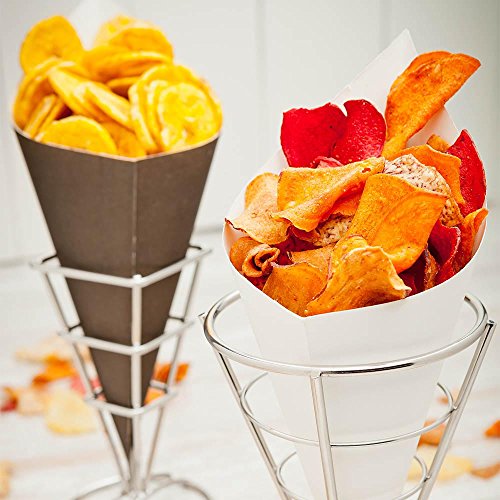 Restaurantware 4 Inch x 6 Inch French Fry Holder Cone, 1 Spiral Pizza Cone Holder - Scratch Resistant, For Snacks, Appetizers, Or Desserts, Silver Stainless Steel Cone Holder Stand - Restaurantware - Thumbnail 3
