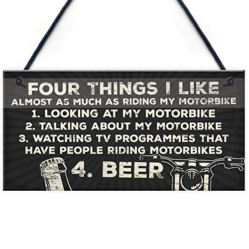 Red Ocean Man Cave Motorbike Motorcycle Biker Dad Gift For Him Hanging Plaque Vintage Sign Garage Wall Decor