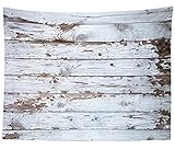 Loccor 5x3ft Shabby White Shabby Rustic Wood Tapestry Wall Hanging Soft Fabric Backdrop Barn Door Abstract Large Wall Art for Bedroom Living Room College Dorm Photography Photo Booth Home Decoration