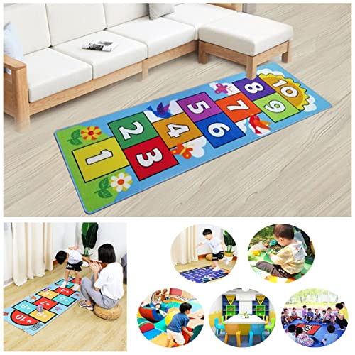 Hop And Count Hopscotch Rug, Kids Floor Play Area Rug Game Carpet Crawl Jump Mat, Children Numbers Learning Non-Slip Rug, Great For Ages 3 To 7 Boys Girls, Home Decor, 26''X55'' #TOP6