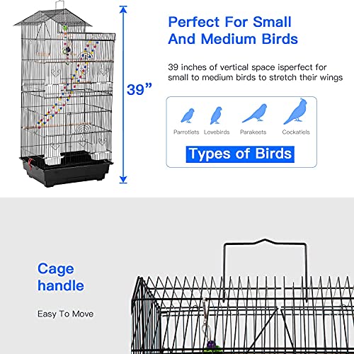 39-Inch Roof Top Large Flight Parrot Bird Cage Accessories Medium Roof Top Large Flight Cage Parakeet Cage For Small Cockatiel Canary Parakeet Sun Parakeet Pet Toy #TOP5