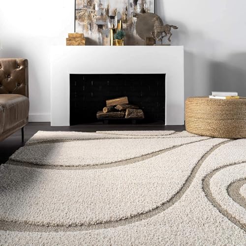 Image of Shaggy Carpet for Home 8X10 FEET Ultra-Soft, Thick, and Stylish Shag Texture Ideal for Living Room, Bedroom, or Office - Easy to Clean and Perfect (Bone Biege,)