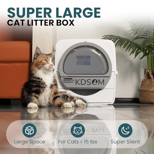 Self Cleaning Litter Box, Semi-Automatic Litter Box Scoop Free Cat Litter Trays with 4 Disposable Trays Enclosed Lid, Odor Control, for Large Cats - Thumbnail 6