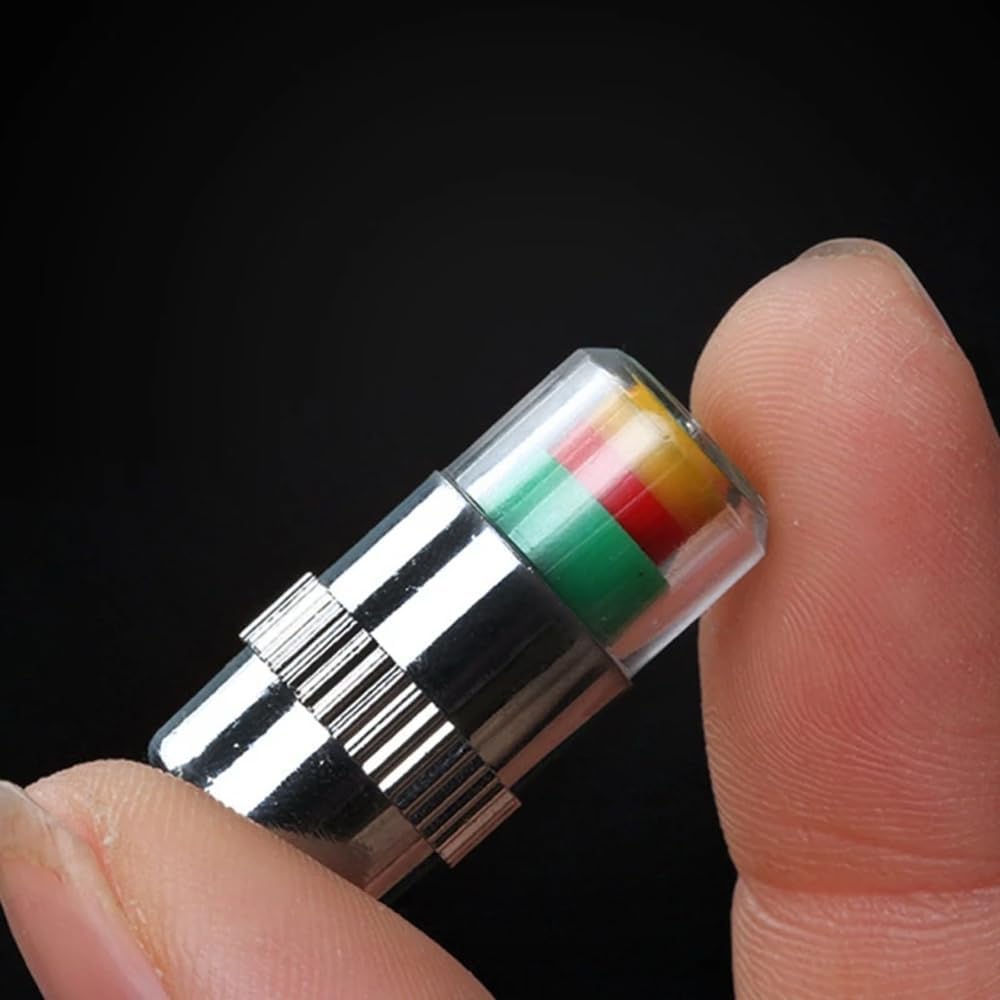 8 Pack Car Tire Pressure Monitor Valve Stem Caps Eye Alert Color-Coded Visual Tire Pressure Monitoring Sensor Indicator for RV Safety Warning Spot Checks Long Distance Driver Walk-Around Check