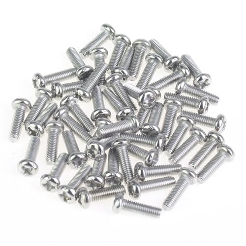 105 Pieces M3 x 10mm Machine Screws, Thread Pitch 0.5mm, Sutemribor M3 Phillips Pan Head Machine Screws, 304 Stainless Steel, Fully Threaded, Silver