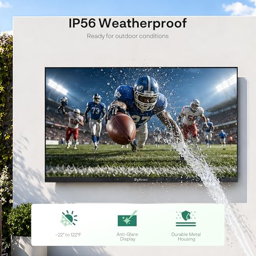 Image of SYLVOX 65'' Full Sun Outdoor TV, 2,000-Nit 4K UHD Anti-Glare, IP56 Weatherproof, Premium Ultra-Narrow Bezel, Smart Google TV, All-Metal Durable for Poolside & Uncovered Areas (Frameless Pro, 2026)