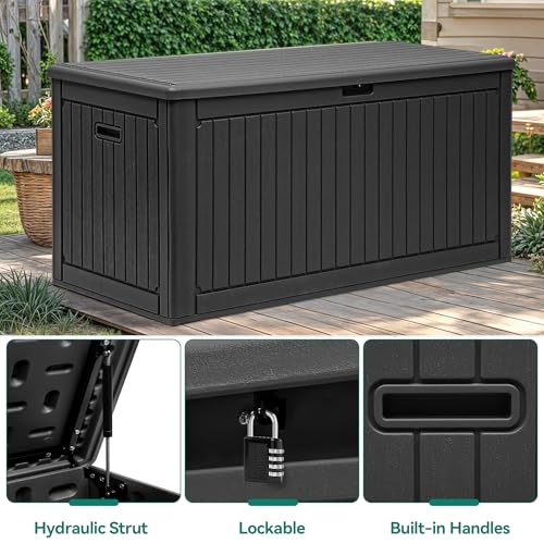 YITAHOME 260 Gallon Double-Wall Deck Box with Divider & Side Handles, Outdoor Large Storage for Patio Furniture Cushions, Garden Pool Accessories, Water Resistant & Lockable