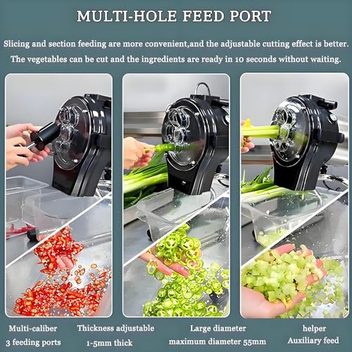 Electric Vegetable Chopper - Heavy-Duty 6000RPM Adjustable Slicer & Shredder for Chili, Green Onion, Celery - Multifunctional Commercial Food Cutter, 1-5mm Thickness
