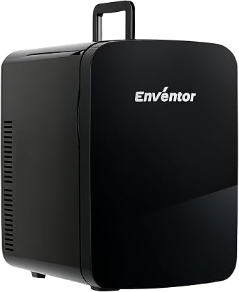 Enventor Mini Fridge 15 Litre/ 20 Can, AC+12V DC Power, Portable Cooler & Warmer, Small Fridge for Bedrooms, Car, Skincare, Fruit and Drinks, Black