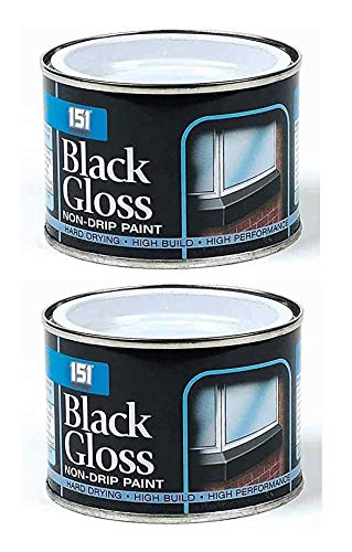 SDMAX 151 Coatings Pack Of 2 Hard Drying Black Gloss Non-Drip Paint - 180ml Tin, Interior and Exterior Use, Versatile Surface Adhesion,