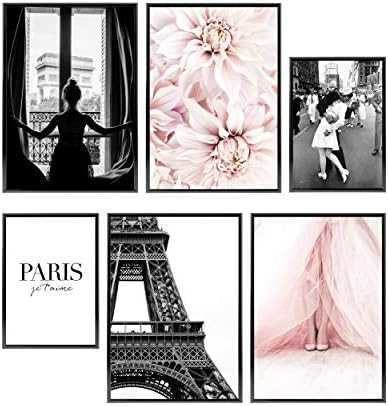 Heimlich wall art prints paris decor for bedroom UNFRAMED pink wall decor for bedroom women 6 pink poster as stylish fashion wall art for glam wall decor and paris wall art, 11x17 & 8x10, paris coco
