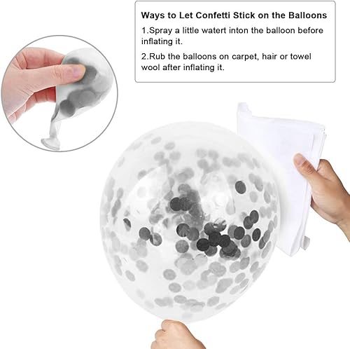 Miniatura 3 de Globos de confeti azul marino y plateado, 50 globos de fiesta metálicos plateados y blancos de 12 pulgadas para fiestas, bodas, compromisos,