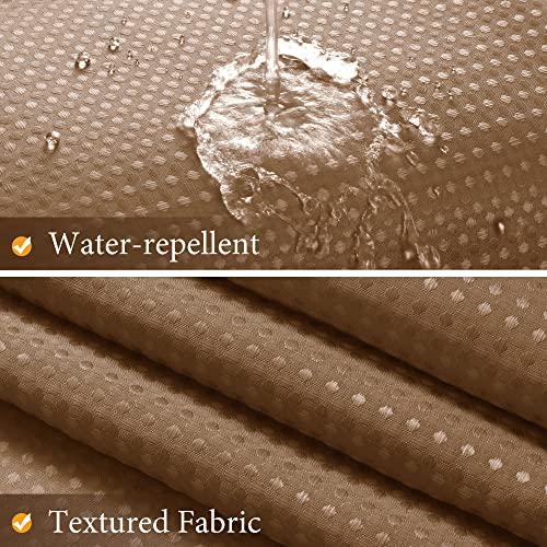 Brown Extra Long Shower Curtain 72 x 84, Waffle Weave Textured Fabric Shower Curtains for Bathroom, Water Repellent, Machine Washable, Solid Brown - Thumbnail 3