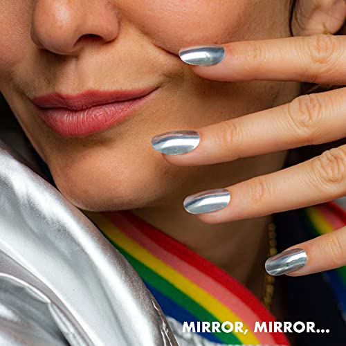 Moyou London Semi Cured Gel Nail Strips, Nail File, & Wooden Cuticle Stick – 20 Pc. Gel Wraps For Nails – Salon-Quality Manicure Set & Pedicure Supplies, Mirror Mirror #TOP1