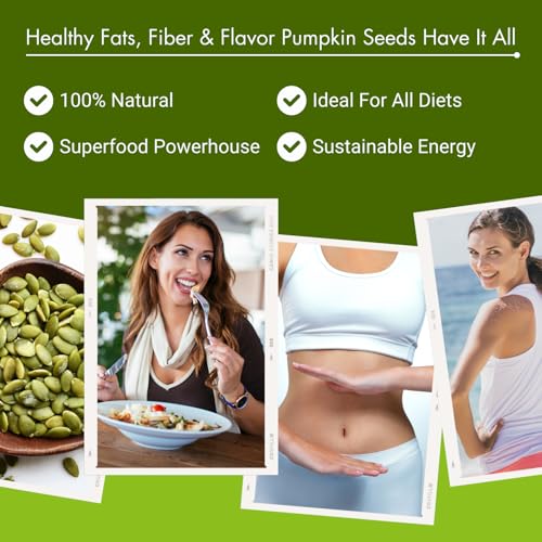 بليس أوف إيرث بذور اليقطين العضوية – 600 غرام من بذور اليقطين الخام المنزوعة القشرة عالية البروتين لنمو الشعر، للأكل، للعصائر، والسلطات، والخبز – غنية بالمغنيسيوم والزنك