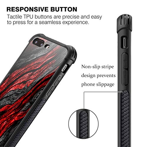 CARLOCA Compatible with iPhone 8 Case,Black Red Wood Grain for iPhone 7 Cases for Men Boys,Graphic Design Shockproof Anti-Scratch Hard Back Case by CARLOCA - Used condition - Image 5