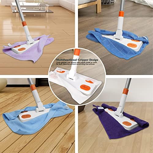Midyb Dry Sweeping Mop, 136cm Adjustable Handled Flat Mops with 30 Refills Dry Wipes, Kitchen Dust Mop for Laminate, Hardwood, Tile Floors Cleaning, Send 3 Fluffy Dusters