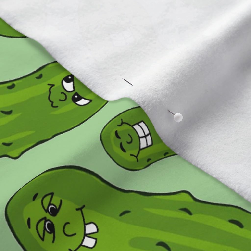 Spoonflower Fabric - Pretty Pickles Pickled Cucumbers Jars Faces Printed on Polartec(R) Fleece Fabric by The Yard - Sewing Blankets Loungewear and No-Sew Projects