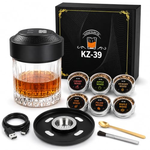 Cocktail Smoker Kit with Electric Smoker, 6 Wood Chip Flavors,