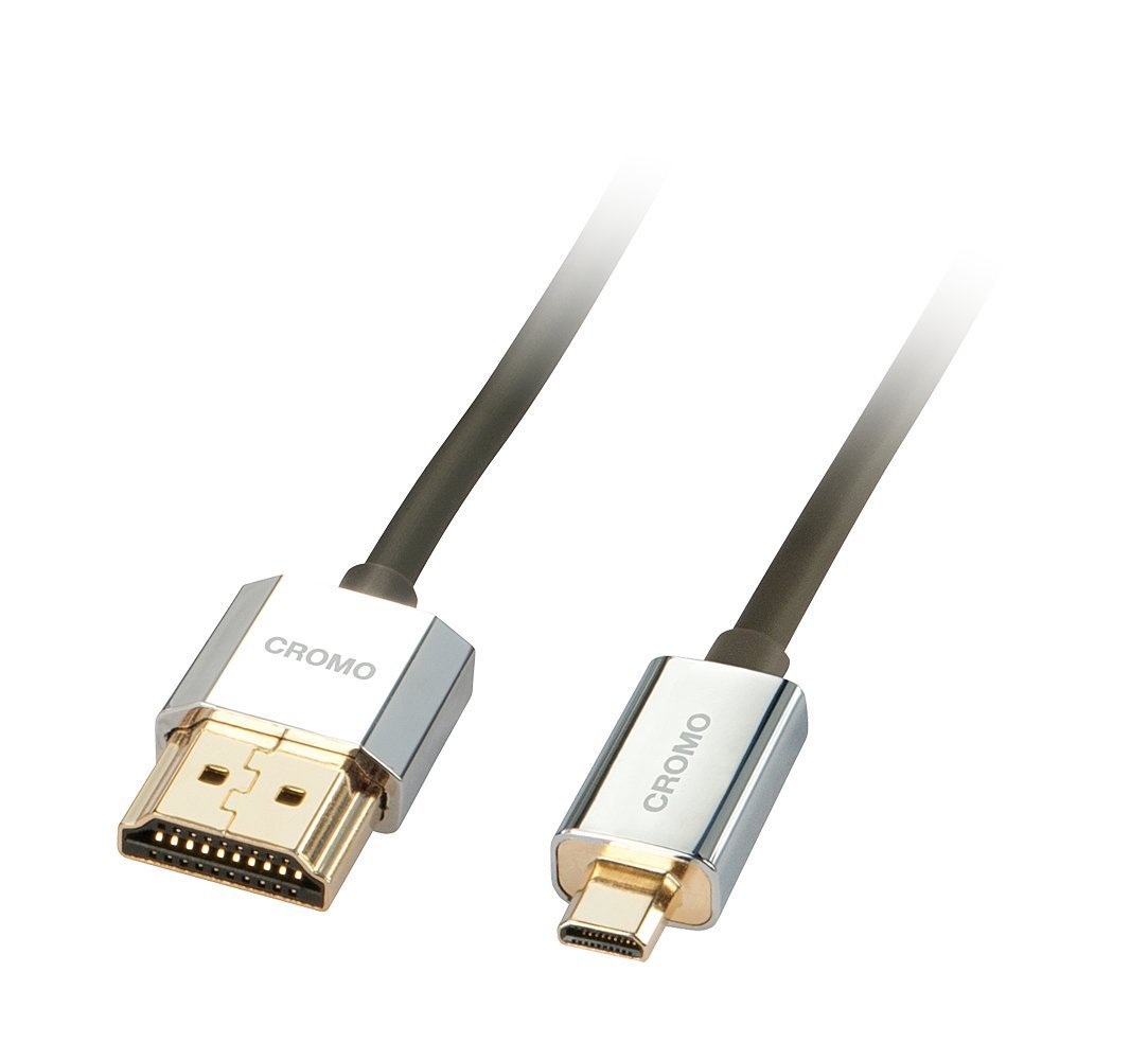 LINDY 41680 0.5m CROMO Slim High Speed HDMI to Micro HDMI Cable with Ethernet