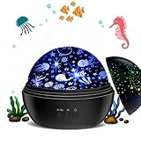 Projecteur de lumière pour bébé, étoile, lune et vagues de l'océan, projecteur sensoriel rotatif, lumières sensorielles rechargeables pour filles et garçons (noir)