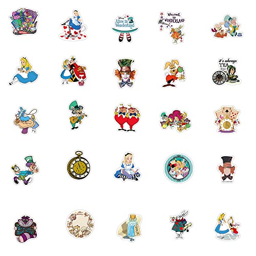 Alice's Adventures In Wonderland Stickers Alice In Wonderland Stickers 50Pcs Waterproof Stickers Luggage Stickers Skateboard Stickers Water Bottle Stickers Decal For Bicycle Snowboard Decorate Gift Stickers Kids Stickers Toy Stickers Diy Stickers #TOP1