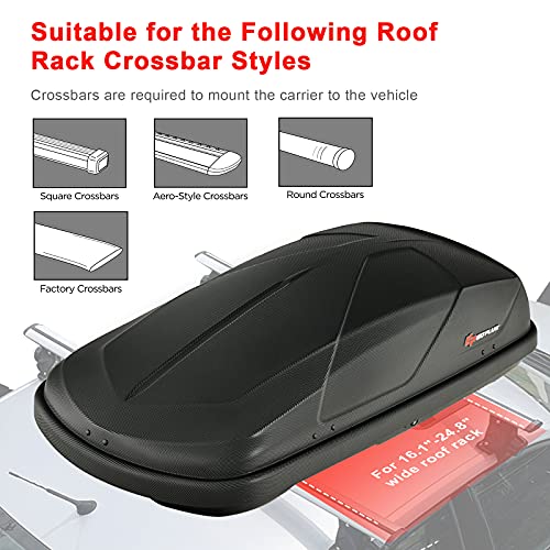 Goplus Cargo Box, Waterproof Rooftop Cargo Carrier With Car Trunk Organizer, Heavy Duty Roof Storage Box, 14 Cubic Feet (Black) #TOP1