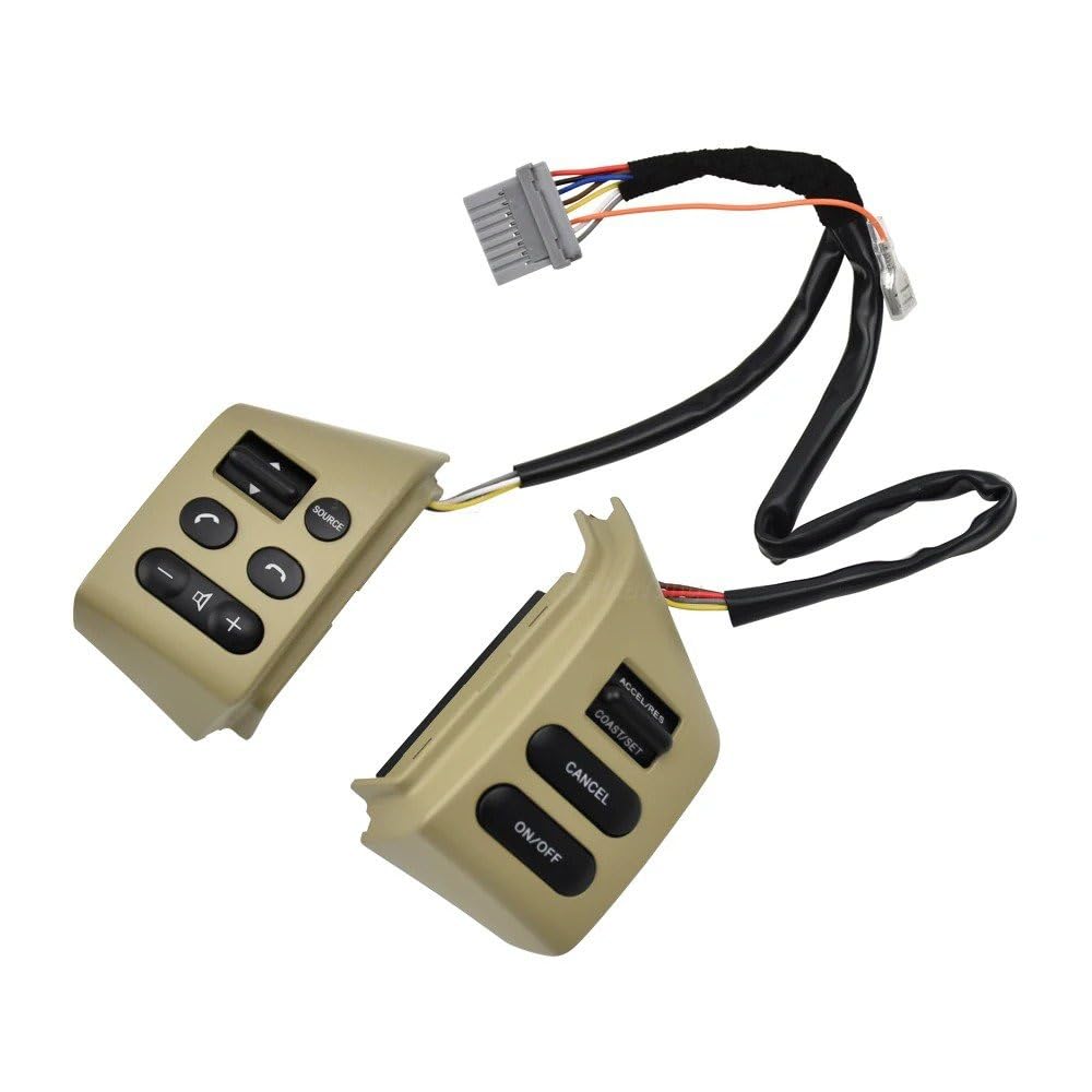 Steering Wheel Cruise Control Switch for Nissan Sylphy 2005-2017 Tiida 2005-2008 Livina 2007-2010 Car Styling Cruise Volume Control Switch(Beige-Pit)