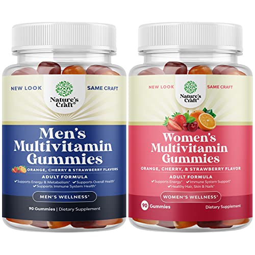 Bundle Of Adult Chewable Multivitamin For Men Gummies And Delicious Natural Multivitamin For Women Gummies - With Zinc And Biotin Immune Support Gummies - Natural Energy Supplement And Women Health #TOP18