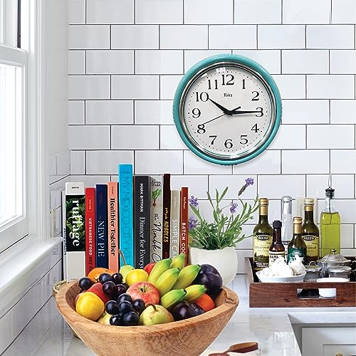 Horloge murale décorative de style rétro turquoise pour intérieur chic - 3