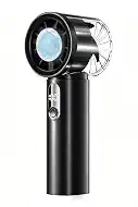 Portable Handheld Small Turbo Fan with Ice Cooling, Black | 5 Gear Strong Airflow, LED Display, 3000mAh Rechargeable Battery, 20000 RPM Powerful, Up to 12 Hrs,for Travel,Outdoor, Makeup