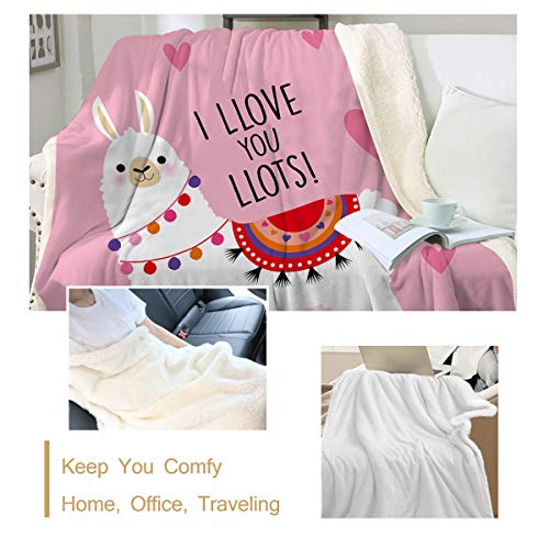 Sleepwish Llama Blanket Throw Kids Girls Pink Soft Blanket Llama Fleece Throw Blanket Cute Llama Sherpa Blanket For Sofa Chair Bed Office Travelling Camping Gifts For Adults Women 50" X 60" #TOP2