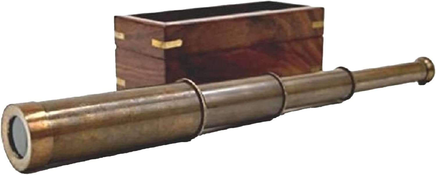 NauticalMart Captain's Pull-Out Antique Telescope with Box