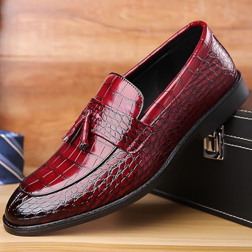 Men's Leather Tassel Business Casual Penny Loafers Slip-On Fashion Luxury Round Toe Dress Shoes for Party Dating Prom Wedding Work4