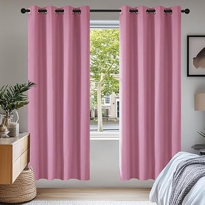 Deconovo Cortinas Salon Modernas Habitación Tela Suave Gruesa para Ventanas Juvenil con Ojales 2 Piezas 140x175cm Rosa