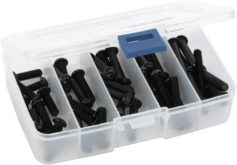 M6 x 20mm/25mm/30mm/35mm/40mm Button Head Socket Cap Screw Kit Assortment, Alloy Steel Grade 10.9, Allen Hex Drive, Fully Threaded, 50 PCS