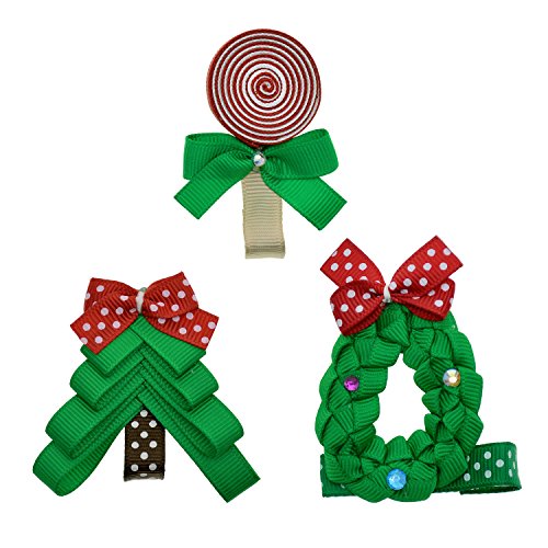 Lclhb Christmas Element Ribbon Hair Bows Barrettes For Babies Girls Women Children #TOP3