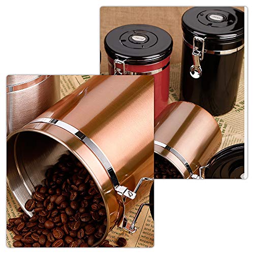 KKmoon Canister de aço inoxidável hermético de café em grão Recipiente de armazenamento de alimentos