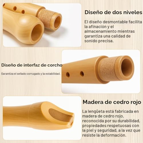 Miniatura 3 de Kaiyaya Flauta Dulce Soprano,Flauto Madera De Arce,Flauta De 8 Orificios Diseño Desmontable,Digitación Alemana Con Kit De Limpieza Para Escuela O Clase De Musica,Principiantes,Niños