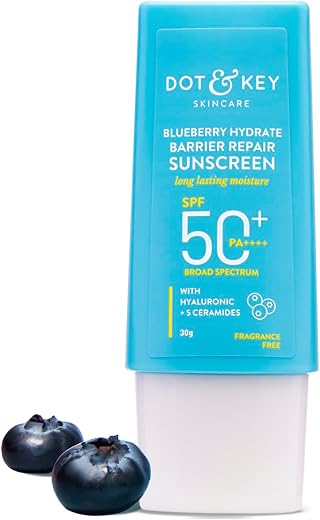 Dot &amp; Key Blueberry Hydrate Barrier Repair Sunscreen In-Vivo Tested SPF 50+ PA++++ | With Ceramides &amp; Hyaluronic, Hydrates...