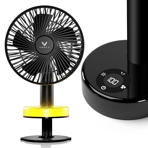 VENTY Portable Clip Fan - Rechargeable 10-Hour Battery Portable Fan - 360° Rotation & 90° Tilt -...
