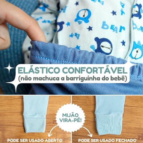 Kit 06 Peças Body Manga Curta e Mijão para Maternidade Bebê Menino 100% Algodão Suedine (Multicolori