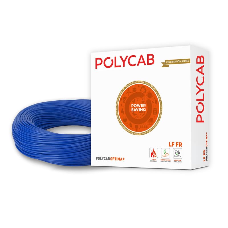 Image of Polycab OPTIMA+ 1.5sqmm 90M coil | Flame Retardant | 99.97% high purity copper | Rodent protection | PVC insulated housewire [Blue],Pack of 16
