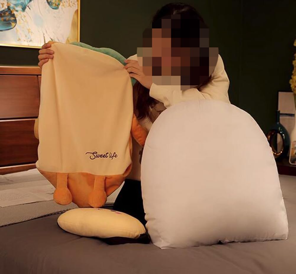 Funny Plush Bed Backrest Pillow Cute Reading Back Pillow Sofa Lumbar Support Pillow Back Cushion Reclining Pillow (Shy Pattern, 50×40×20cm/19.7"×15.7"×7.87")