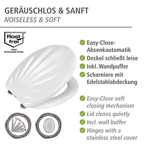Wenko WC-Sitz Muschel, hygienischer Toilettensitz mit Absenkautomatik