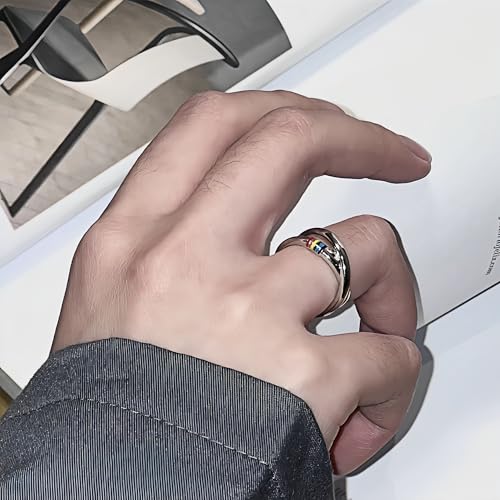 eartif Pride Rings Intertwined Crossover Rainbow Statement Open Ring Stacking Finger Band Ring Jewelry Birthday Gifts Bisexual Ring3