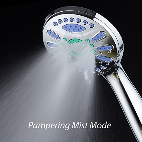 AquaStar Elite High-Pressure 6-setting Luxury Spa Hand Shower with Microban Antimicrobial Anti-Clog Jets for More Power & Less Cleaning! / Extra-Long 5 ft. Stainless Steel Hose/All Chrome Finish